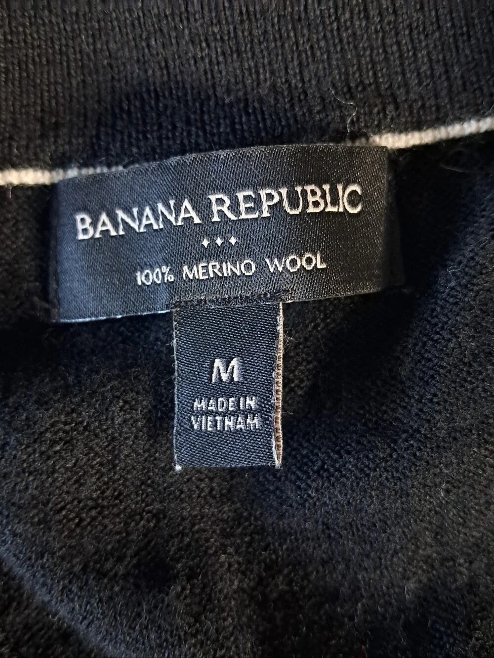 Banana Republic Sweater  100% Merino Wool Size Medium Black V Neck